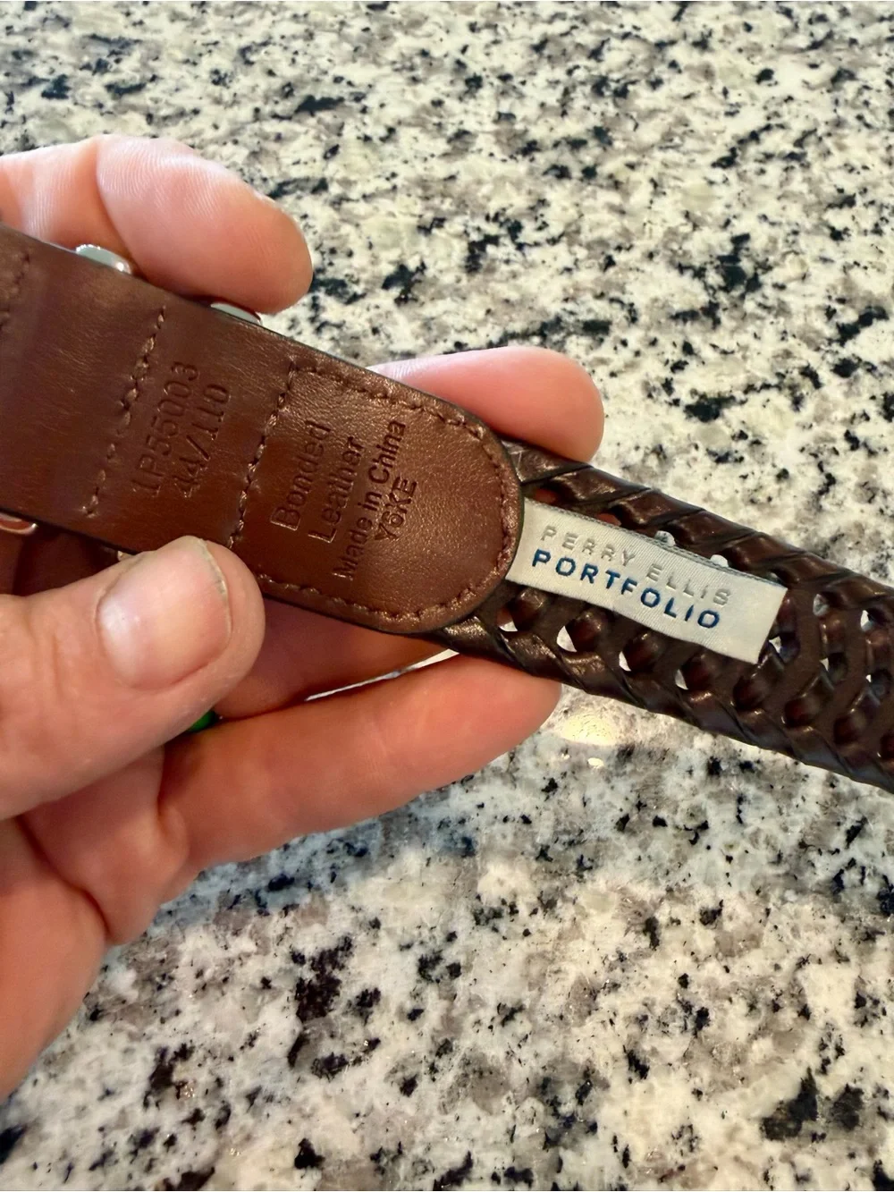 Vintage Perry Ellis Portfolio Men's Belt Sz 44 Brown Woven Braided Leather NWOT